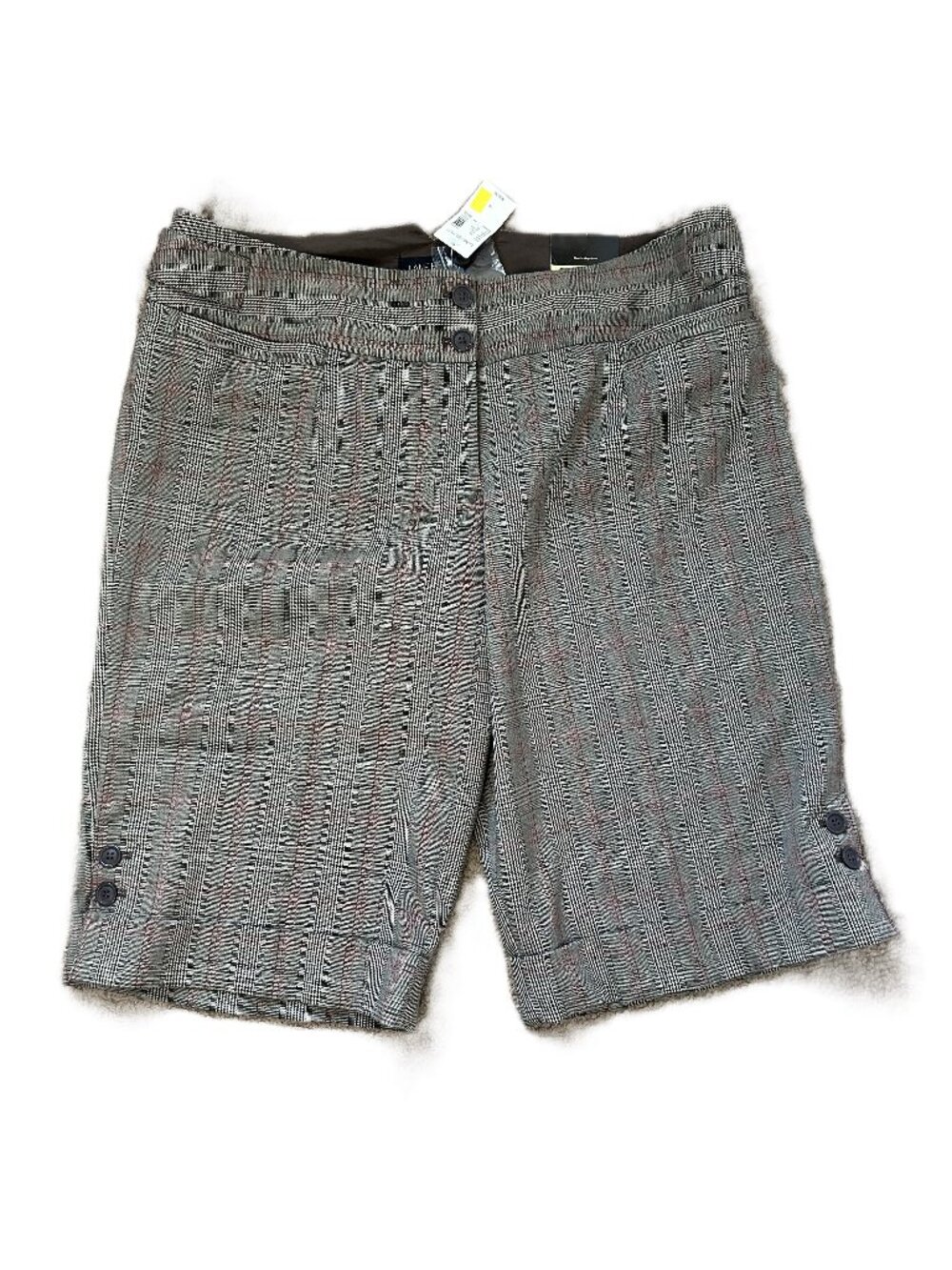 Lane Bryant Long Plaid Dress Shorts 18 NWT Gray Red